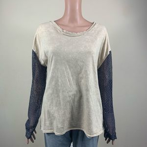 BKE women’s Sz large tan scoop neck cotton stretchy long sleeve tee shirt
